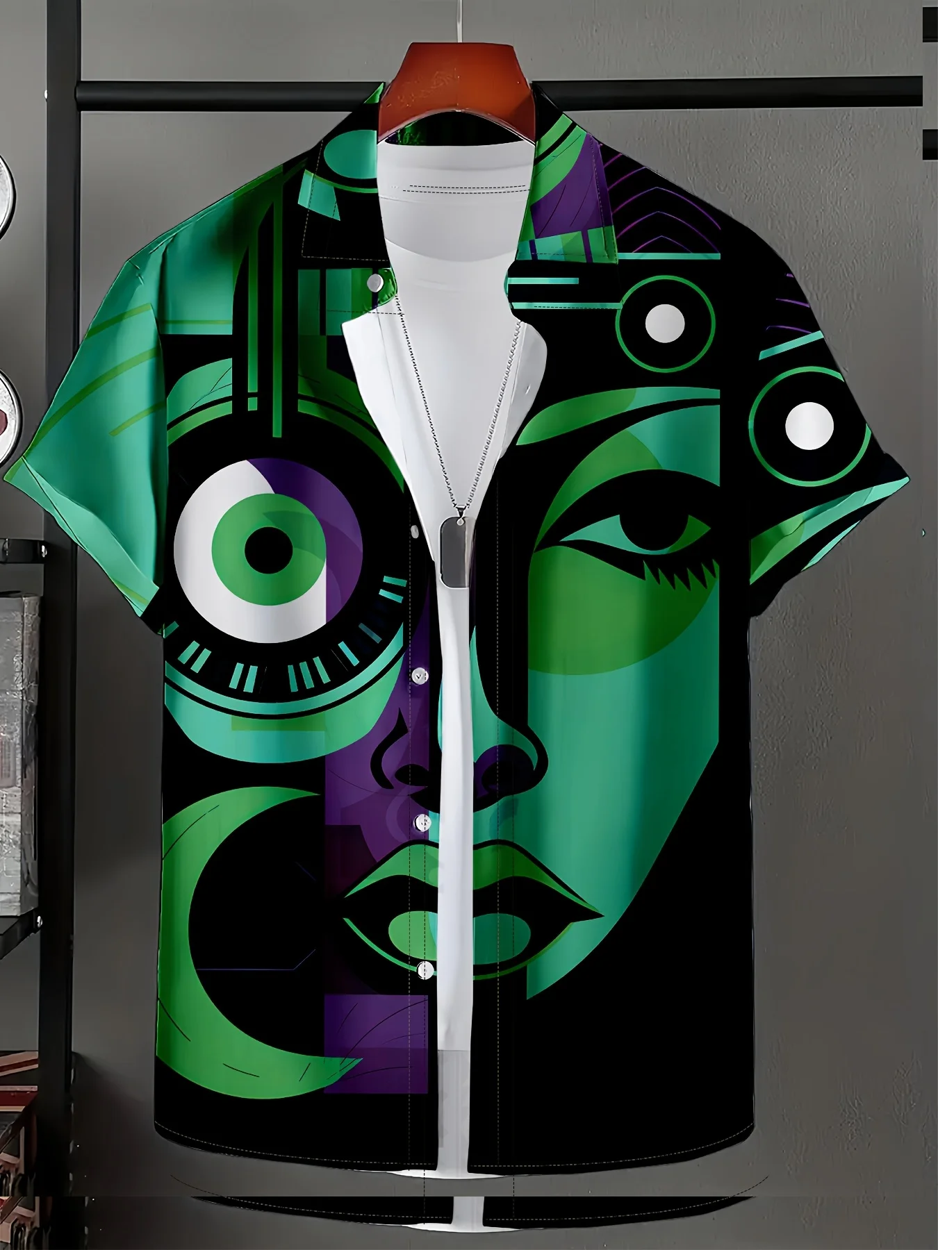 

2026 Summer New Style Men's Short-Sleeved Shirt with 3D Pattern Printing for Street Casual Fashion Comfortable and Soft
