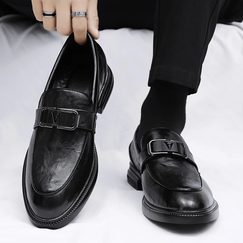 

Men's Autumn Casual Leather Shoes Versatile Business Korean British Style Youth Trendy Loafers Driving Shoes