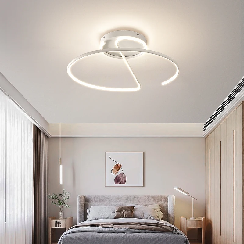 Minimalist Modern Ring Led Ceiling Chandelier Bedroom Lights Dimmable Living Room Dining Table Lustre Decor Pendant Ceiling Lamp