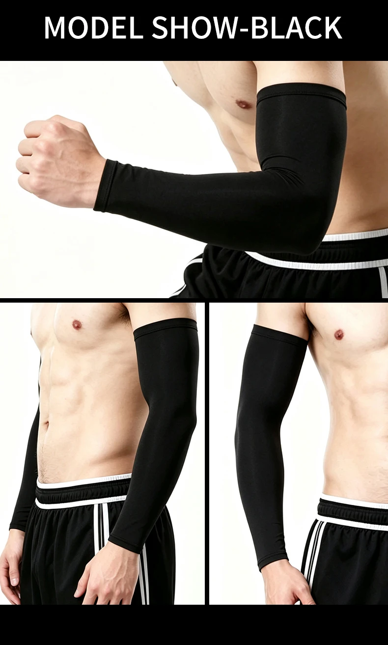 Herren Übergrößen Eisseide Armstulpen, UV-Schutz Rutschfeste Kühlende Ärmel für Sport Radfahren Basketball Outdoor – Detail 13