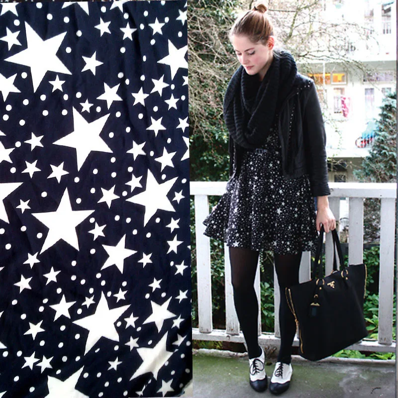 

Fabric Flowers Stars Textile Fabric Meter Yard Clothes Patchwork Drapery Super White Spot Star Dark Royal Blue Dress For Sewing