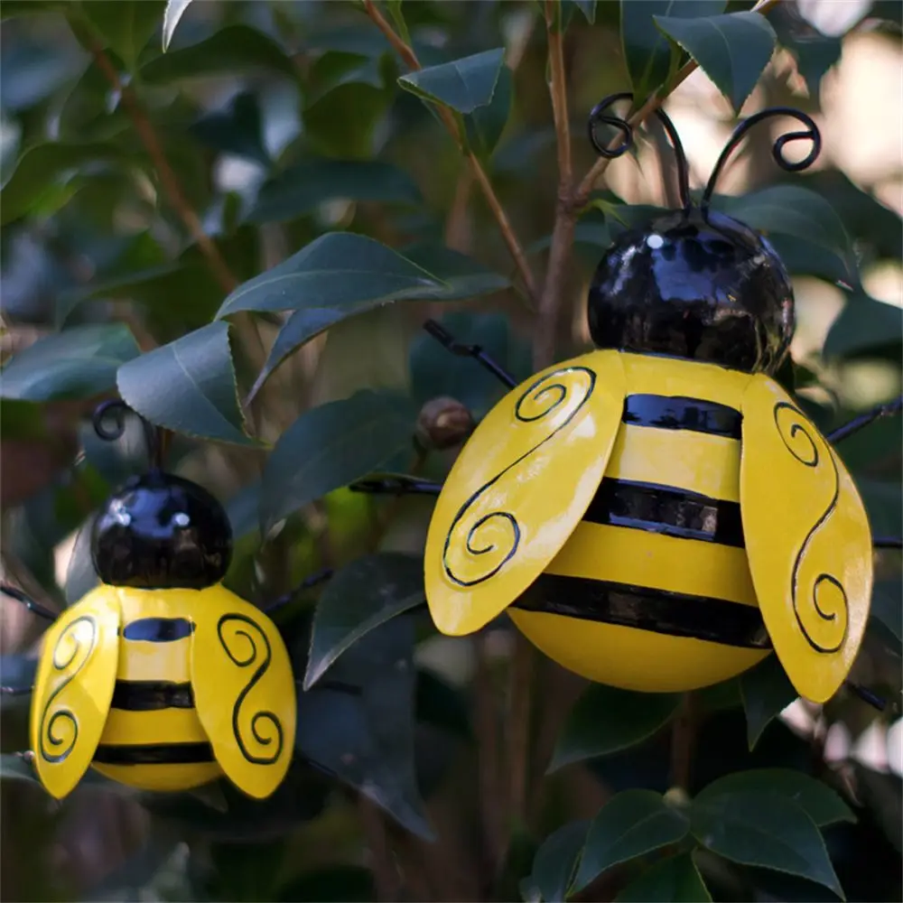 Cute Bumble Bee Backyard Garden Accent Play House Decorative Wrought Iron Ornaments Kids Toys for Outdoor