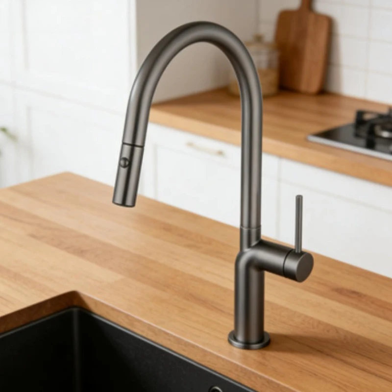 Household Rotatable Pull-out Faucet Cold Hot Water Simple Usage Anti-rust Wear-resistant Basin Faucets Durable Bathroom Fixture