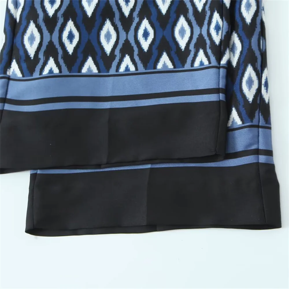 Kemeja dan Celana Lengan Panjang Bermotif Pola Geometris Fashion Wanita Pakaian Wanita Baru Musim Semi/Musim Panas