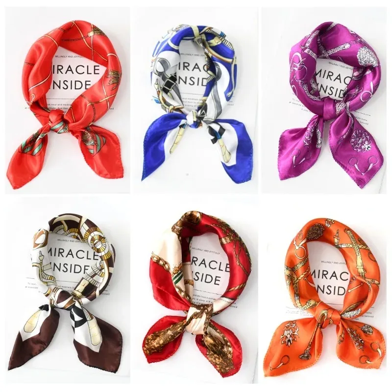 

Модный шарф в корейском стиле 50x50 см, квадратная шелковая атласная шаль, женские аксессуары