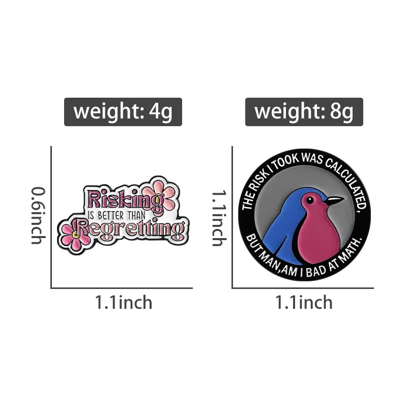 المخاطر أفضل من تدمير المينا دبابيس الطيور خطر مضحك يقتبس دبابيس التلبيب شارات الكرتون مجوهرات هدية للأصدقاء