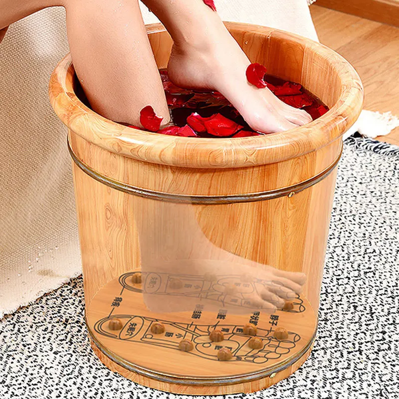 

Foot soaking barrel wooden barrel acupoint type bath solid wood bath bucket household foot soaking basin wooden