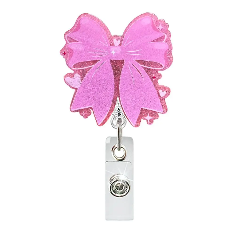 

Funny Pink Bow Badge Reel Retractable Alligator Clip Badge Holder Badge Accessories Non-slip ID Card Badge For Nurse