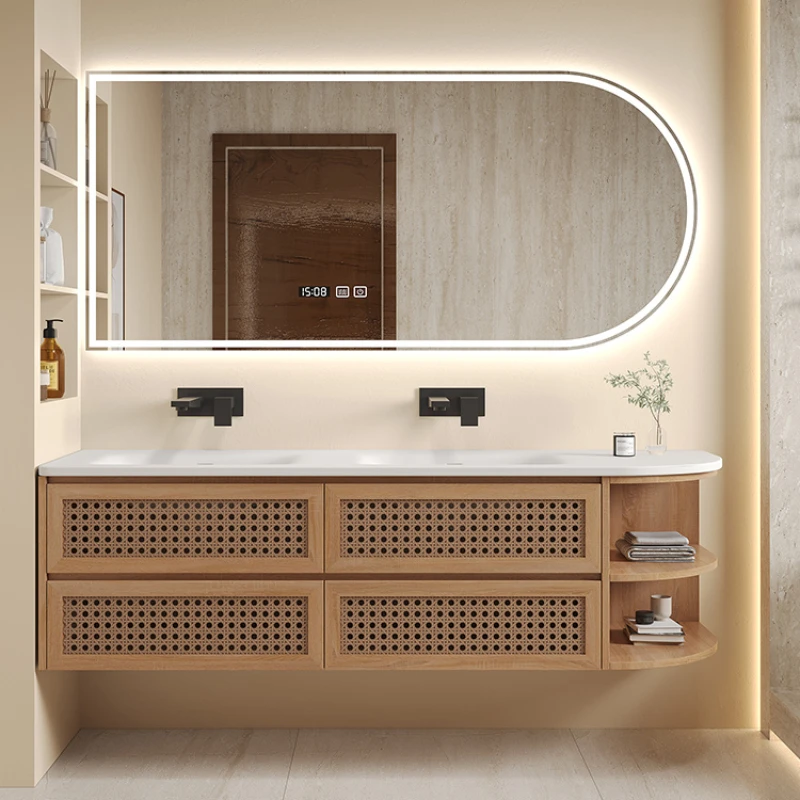 

Corian integrated basin, rattan weaving, lonely wind bathroom cabinet, combination toilet, washstand, bathroom, wash basin