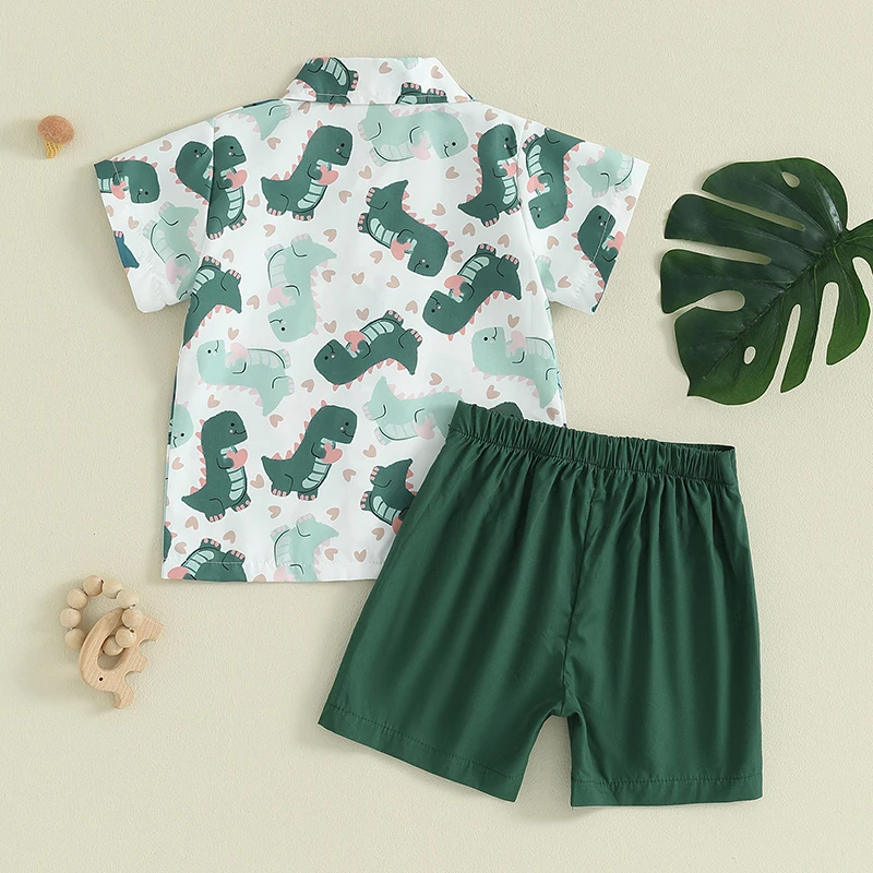 

Toddler Boy Valentine s Outfits Heart Print Button Down Shirt Casual Shorts Baby Boy Summer Clothes Set