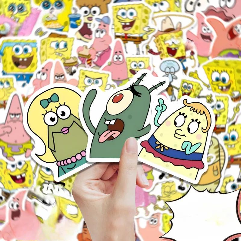 65PCS Cartoon Cute SpongeBob SquarePants Stickers Cell Phone Case Water Cup Suitcase Laptop Decorative Stickers Wholesale