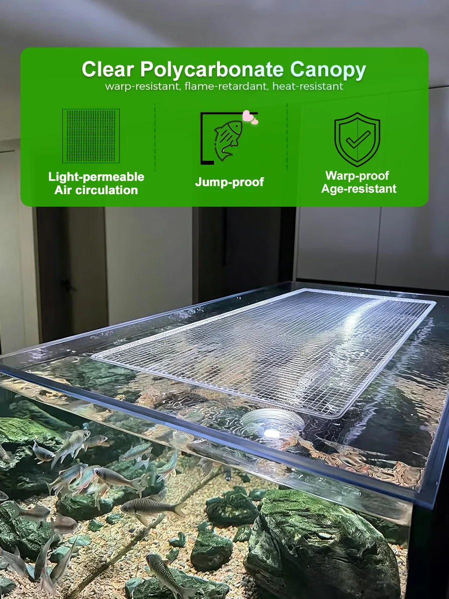 Custom Split 2‑Panel Polycarbonate Aquarium PC Fish Tank Lid 6mm Fish Tank Sliding Cover