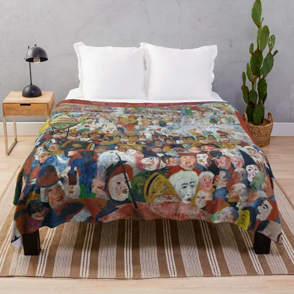 

James Ensor Christ's Entry Into Brussels in 1889 Throw Blanket Cozy Sofa Blanket for TV Watching Napping
