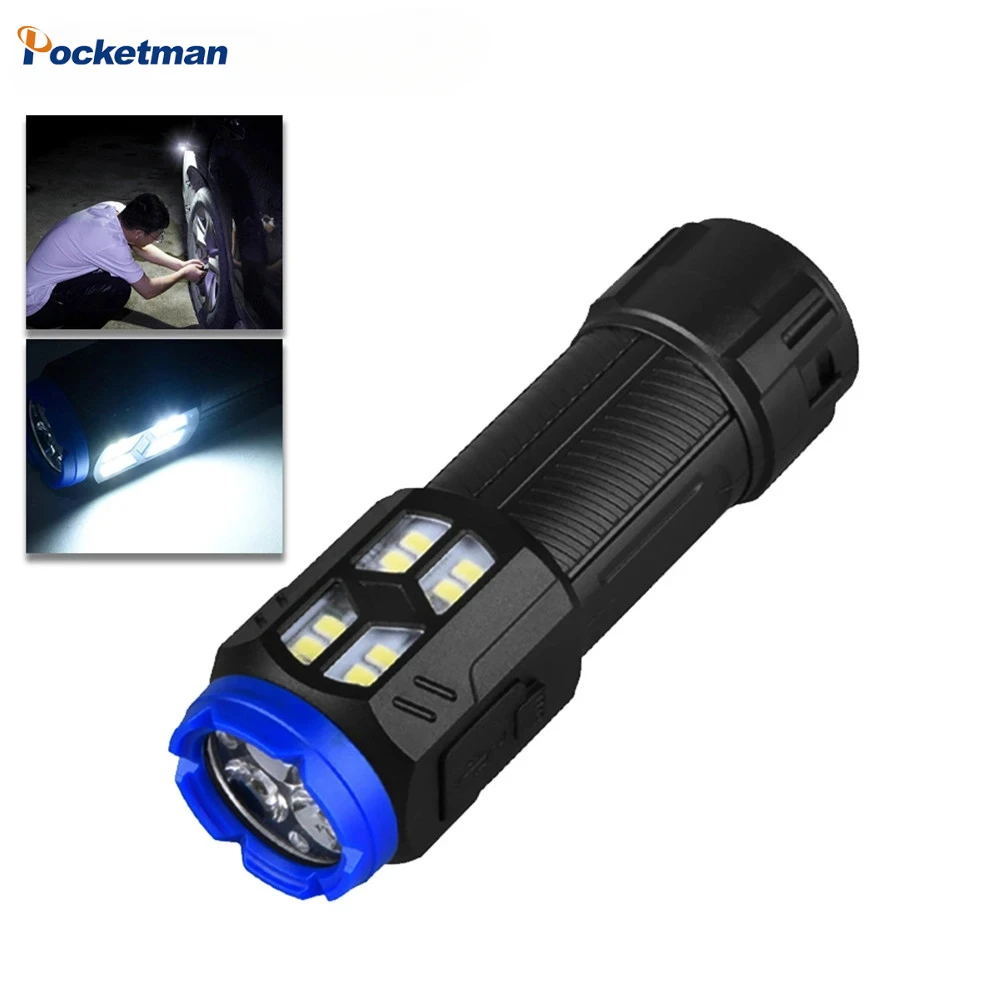 Mini Lighting Flashlight Powerful Torch Type-C Rechargeable with Side Light Handlamp Outdoor Strong Light Portable Torch Camping