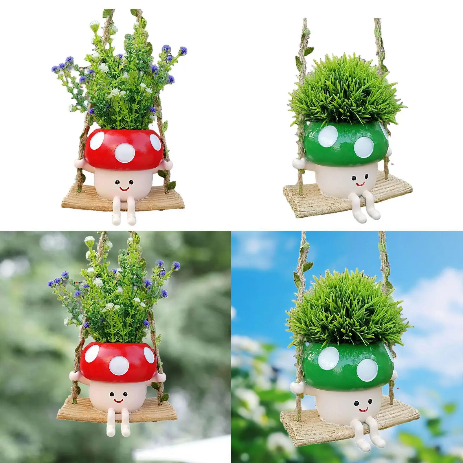 

Hanging Resin Flower Head Planter Smile Face Flower Pot for Desk Patio Home