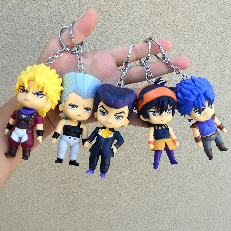 JoJos Bizarre Adventure Figure Keychain Random 1PC Jojo Dio Polnareff Narancia Bag Pendant PVC Car Keyring Ornament Collectible