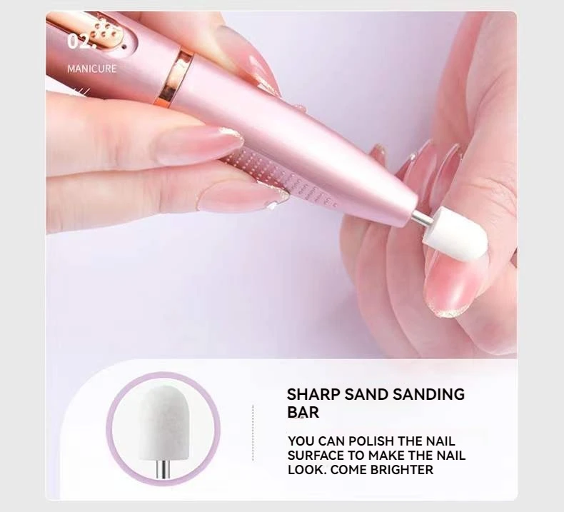 Mini kit de broca elétrica para unhas: moedor de manicure portátil para remoção de esmalte em gel e acrílico