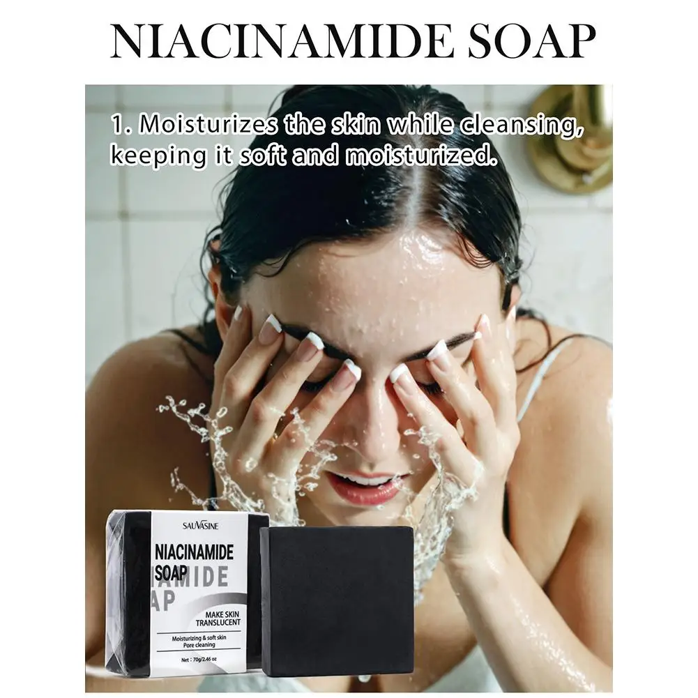 สบู่ Niacinamide ทำมือ70กรัมสบู่ฟอกสีฟันทำด้วยมือสบู่คอลลาเจนสำหรับล้างหน้าสบู่รูปดอกกุหลาบ S4Q2