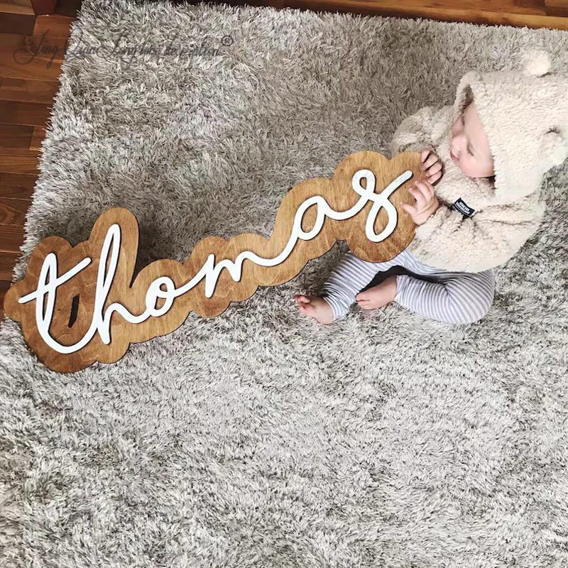 

Изготовленный на заказ знак с именем ребенка для детского мальчика/девочки, индивидуальный знак с именем ребенка, многослойные таблички с именем для новорожденного мальчика/девочки, большие таблички с именем Bab