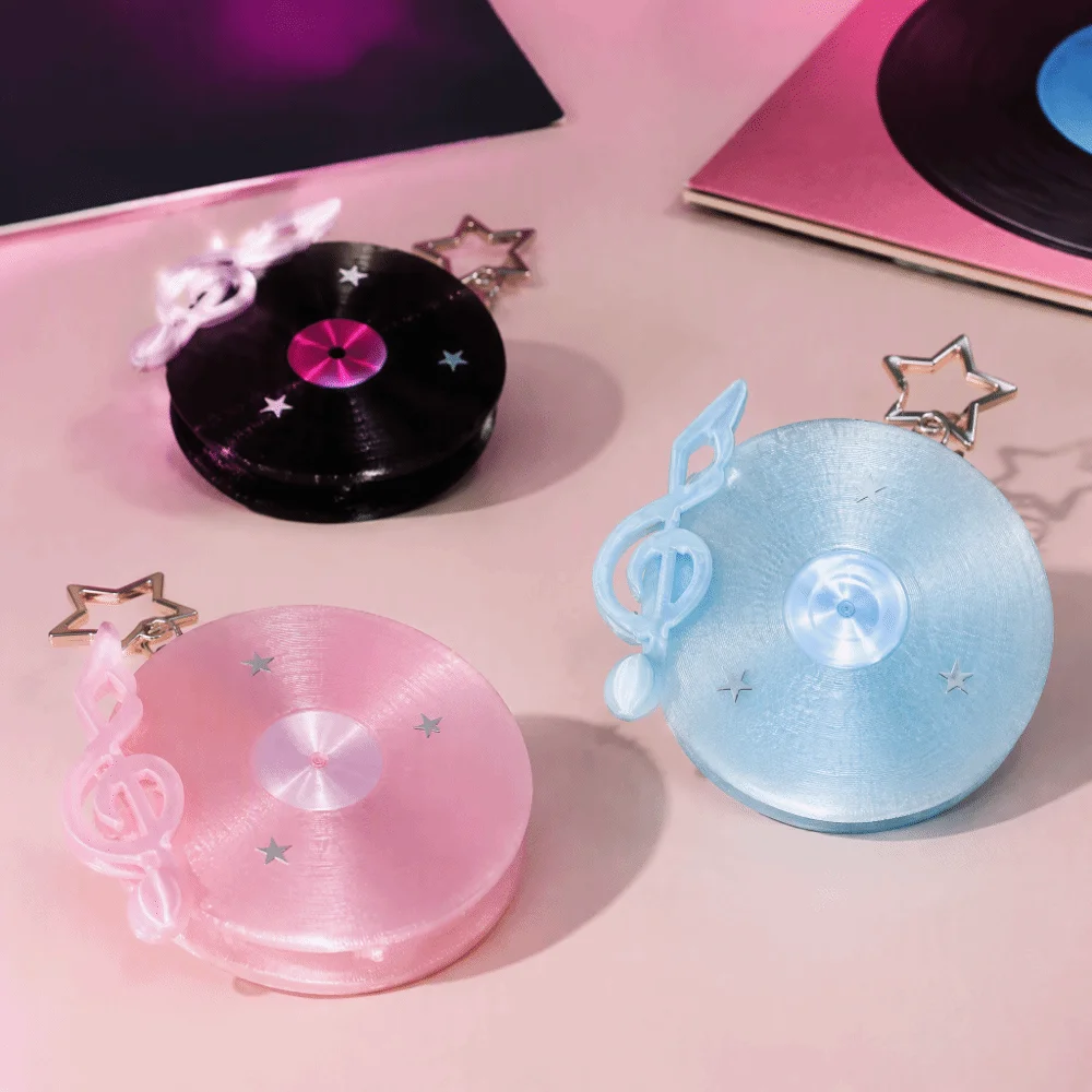 Y2K Vinyl Record Keychain Star Cord Management Disc Shape Earphone Cable Winder Korean Japan Style Anti Winding