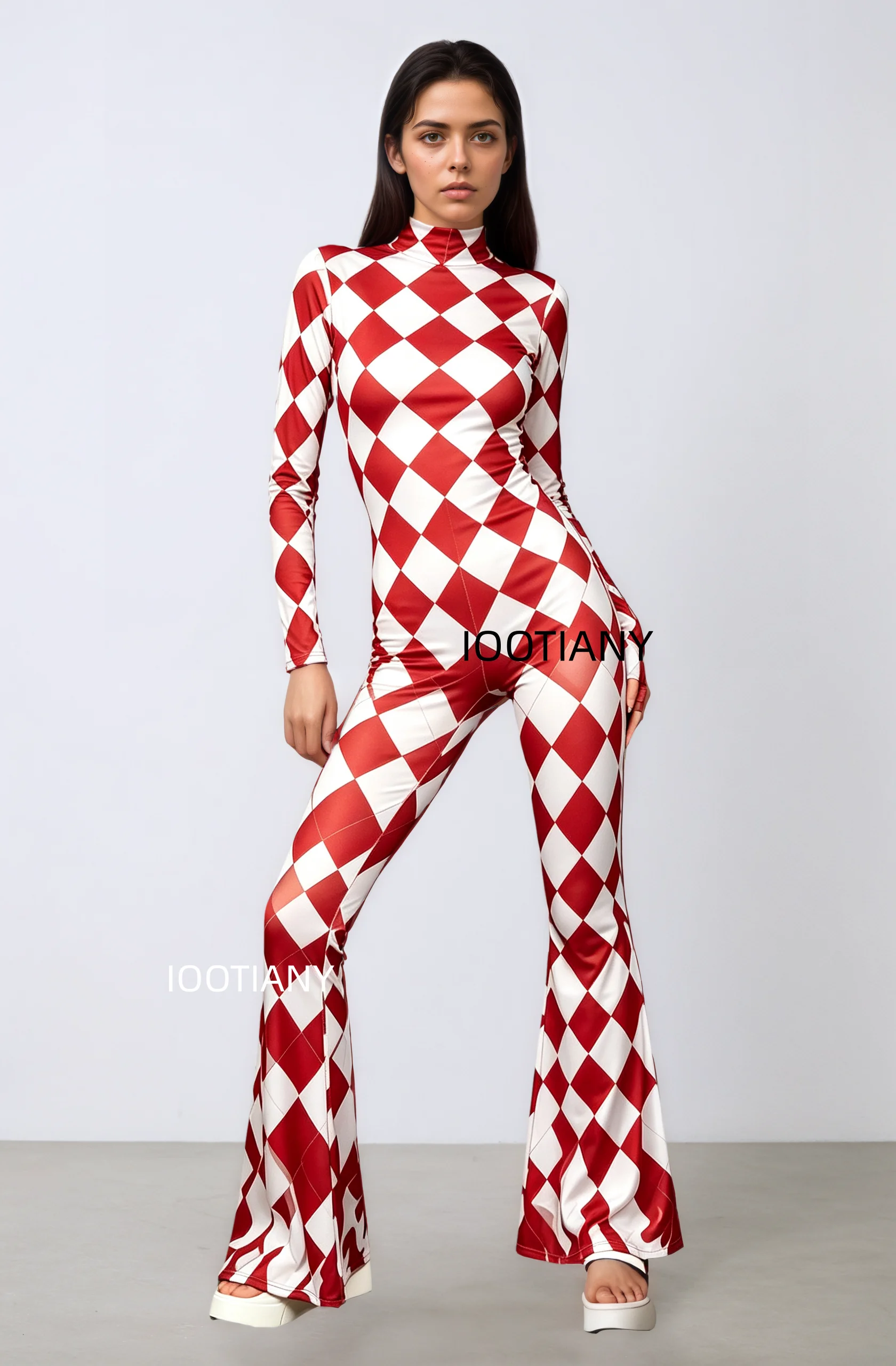 Damen Retro Skinny Flared Bell Bottom Jumpsuit, königlicher Bühnen-Performance-Bodysuit, Leoparden-Club-Cosplay-Show-Outfit – Detail 13