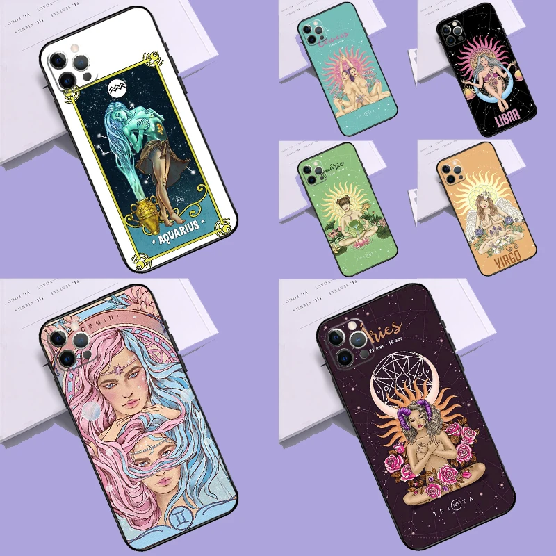 Horoscope Astrology Virgo Libra Gemini Queens Case For iPhone 15 14 11 12 13 Pro Max Mini X XS Max XR SE 2022 2020 7 8 Plus Case