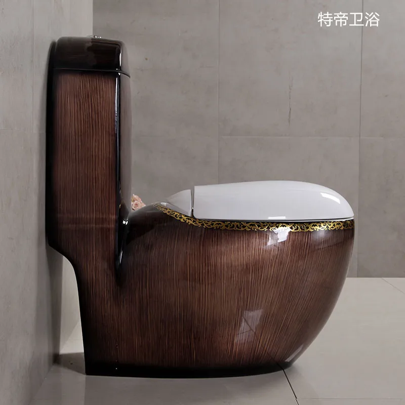 Wood grain toilet siphon one-piece toilet ceramic idea