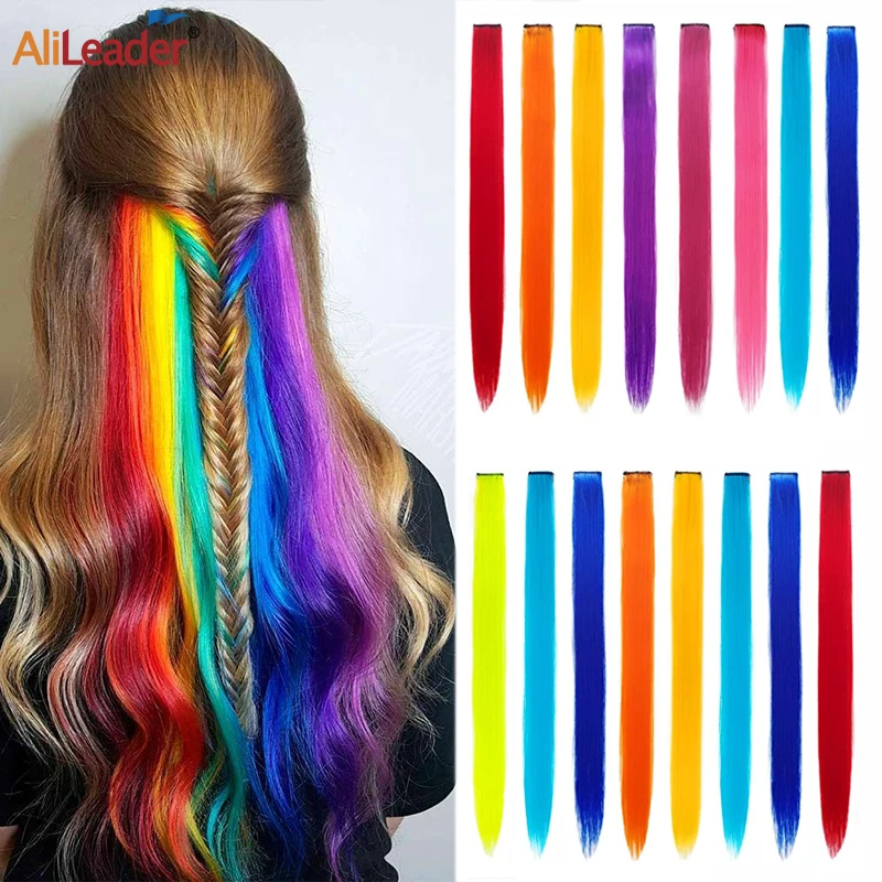 

6Pcs/Pack Clip In Hair Extensions 20Inch 57Colors Synthetic Long Straight One Clip Hairpiece For Women Heat-resistant