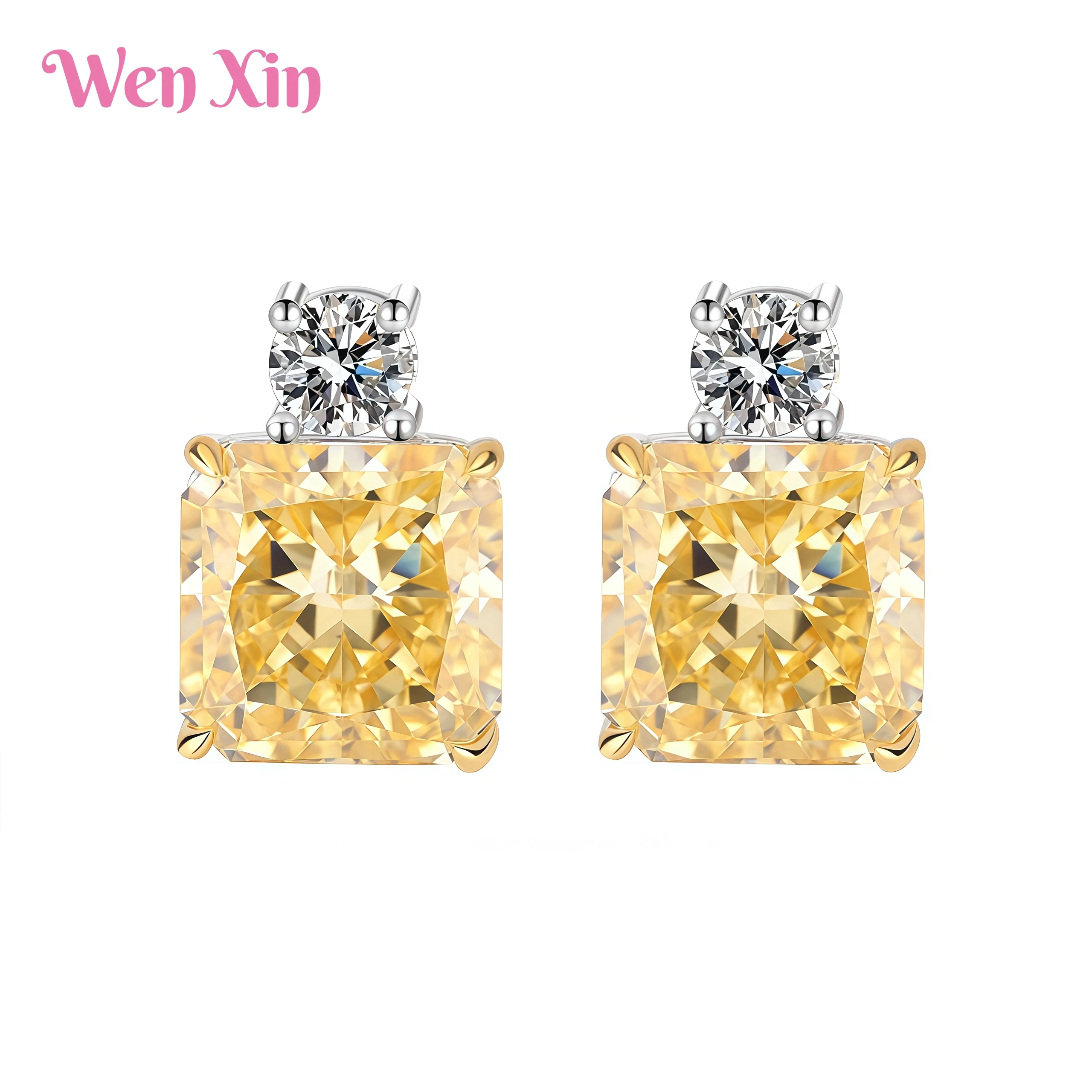 

WENXIN Brand New Top Grade Quality Jewelry High Carbon Diamond 925 Sterling Silver Eardrop Drop Earrings Stud Jewelry