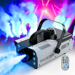 Minimáquina de humo de 1200W con 6 luces LED RGB, Control remoto y tanque de 1L para boda, fiesta, teatro, discoteca y Club