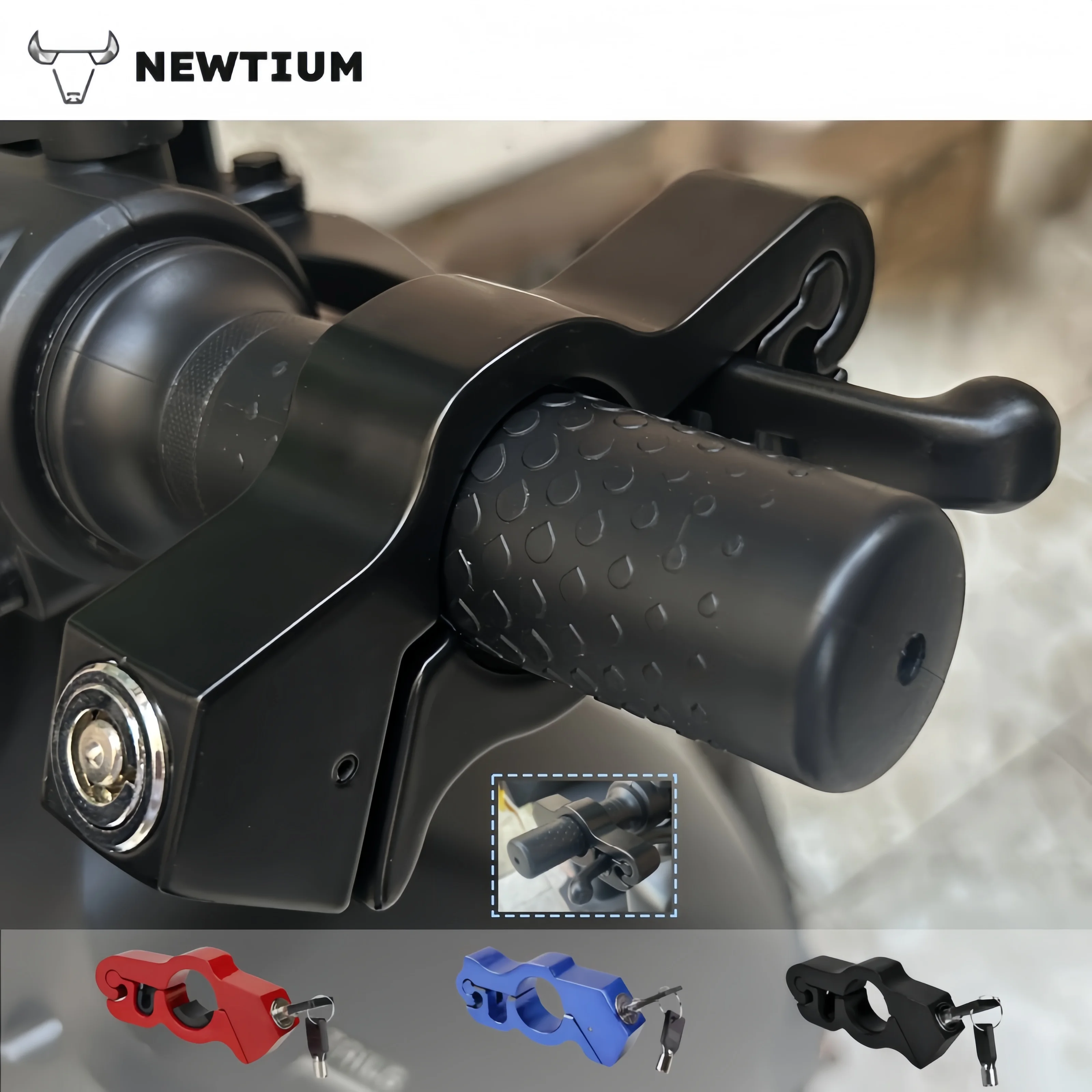 Handlebar Lock Anti-Theft Heavy Duty Steel Motorcycle Bicycle ATV Dirt Bike Universal Fit Black