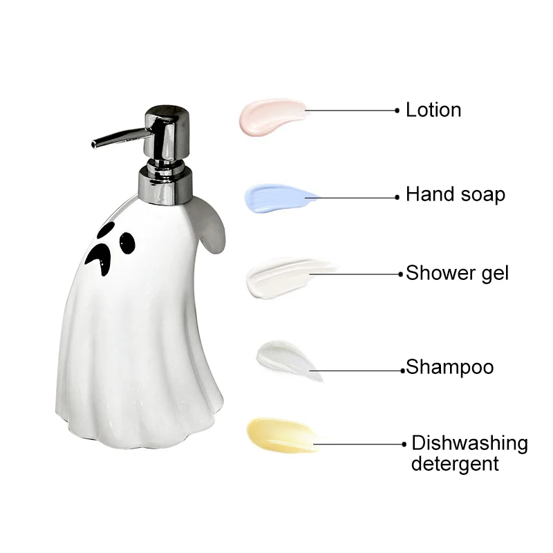 Ceramic Ghost Hand Sanitizer Bottle High-capacity Pressing Storage Bottle Cosmetic Lotion Pump Container Hotel Bathroom Supplies