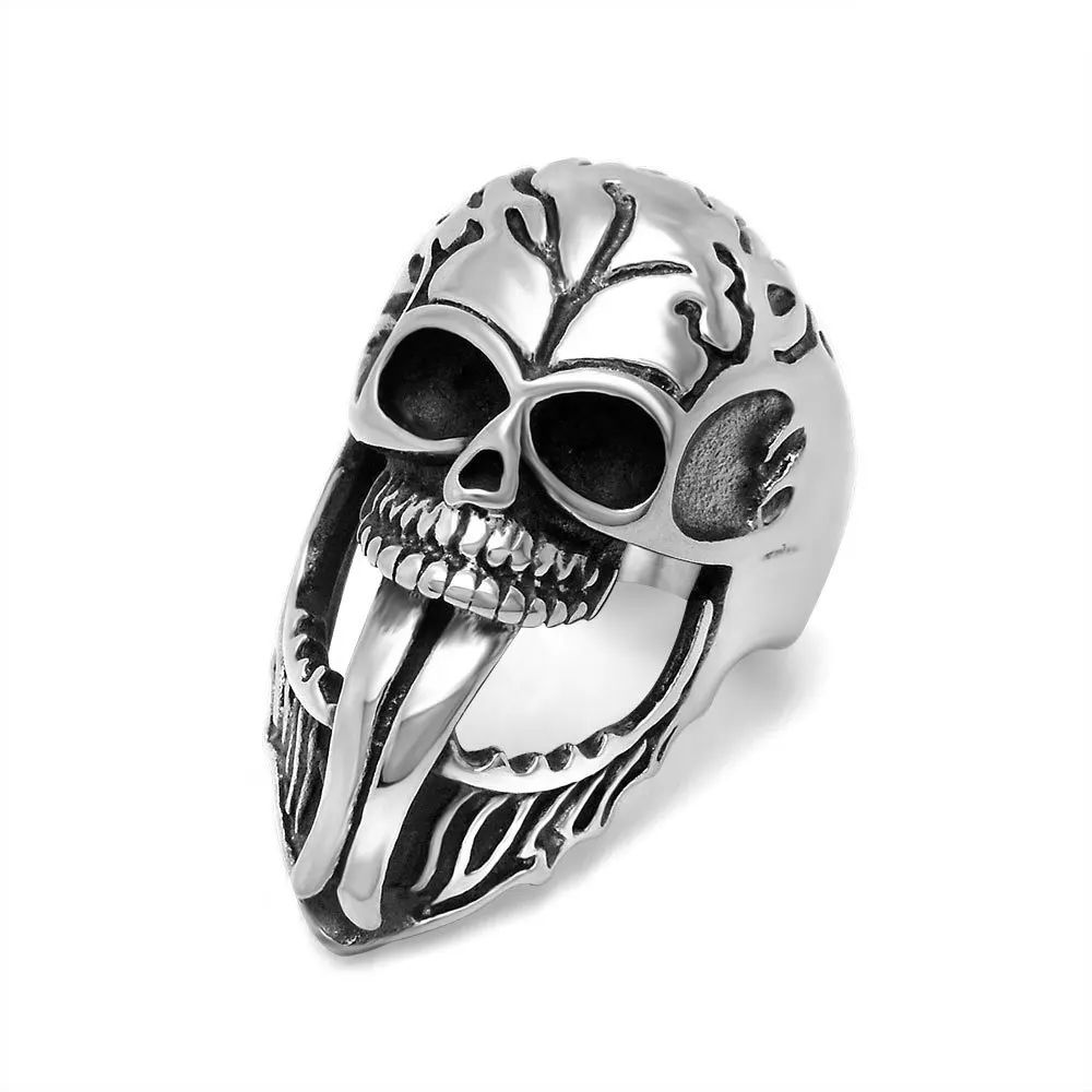 

Europunk Halloween Men's Hanging Ghost Long Tongue Skull Rings Size 7-11