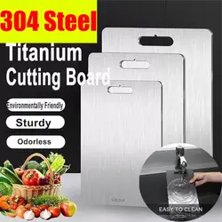 Titanium Cutting Boards for Kitchen Stainless Board 304 Steel Thickened Sided Food Grade Double Portable Fruit Meat Chopping