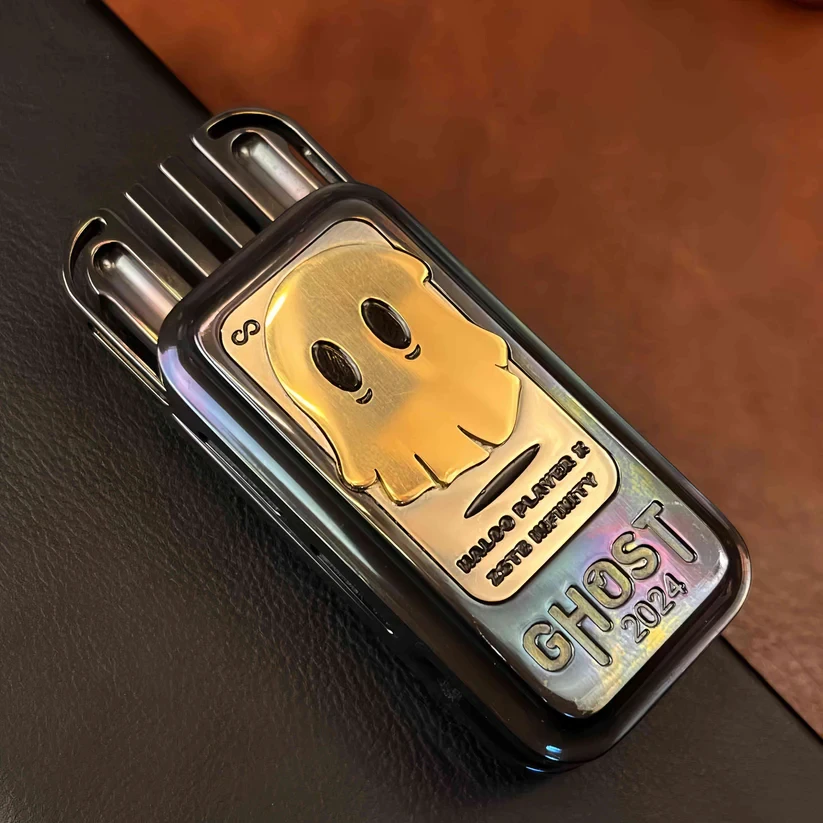 EDC クリエイティブゴーストフィジェットおもちゃ金属三層プッシュフィ
