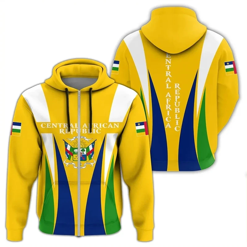 

Central African Republic Flag Map 3D Print Zip Up Hoodies For Men Clothes National Emblem Sweatshirt Fashion Kids Boy Hoody Tops