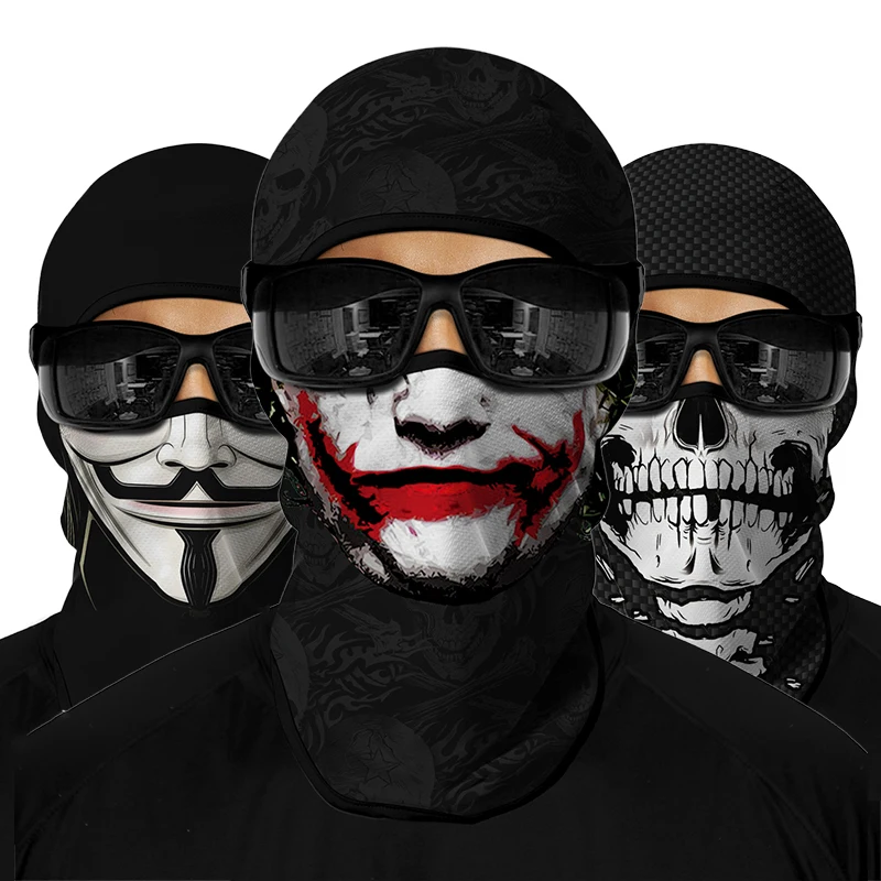 

Outdoor Sun Protection Balaclava Motorcycle Head Cover Thin Unisex Cycling Halloween Clown Skull Mask Breathable Ski Face Mask