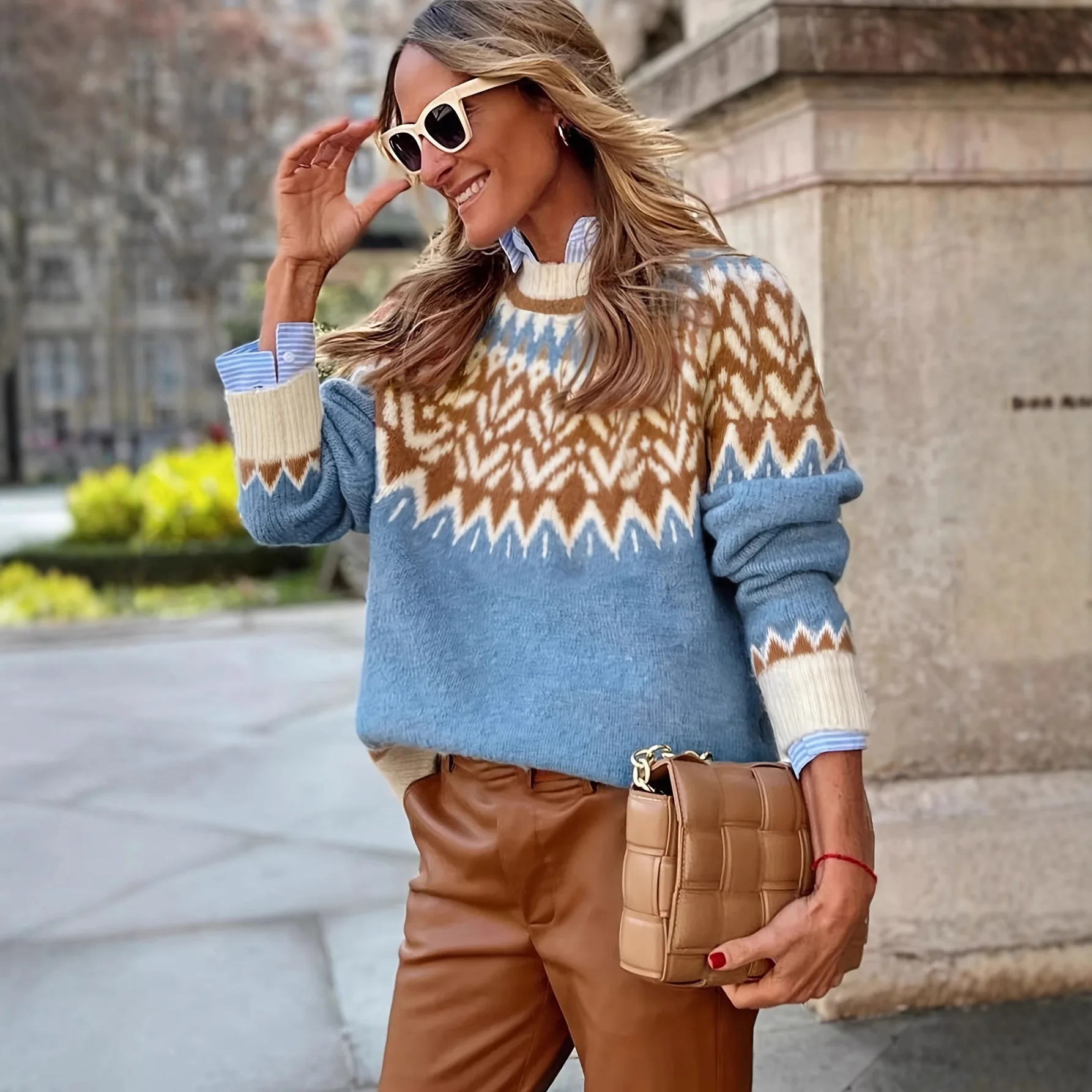 

Abbigliamento Donna Roupa Feminina Christmas Printed Pullover Sweater Women's Long Sleeve Winter Knitted Sweater Roupas Feminina