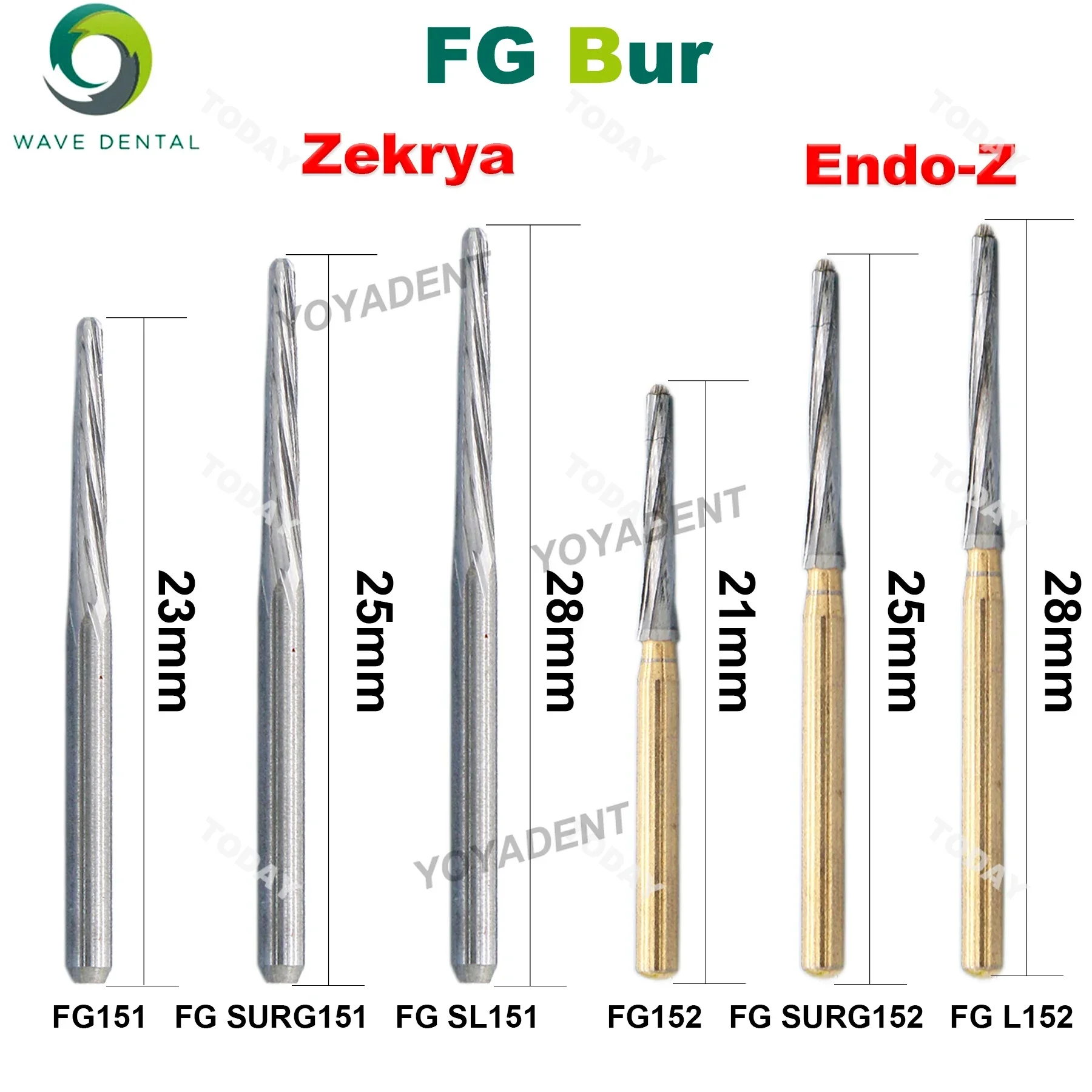 ONDA Dental Endo Z fresas de tungsteno de carburo, Zekrya, extracción de dientes, fg1.6 mm, pieza de mano de alta velocidad, 5 unids/lote por paquete