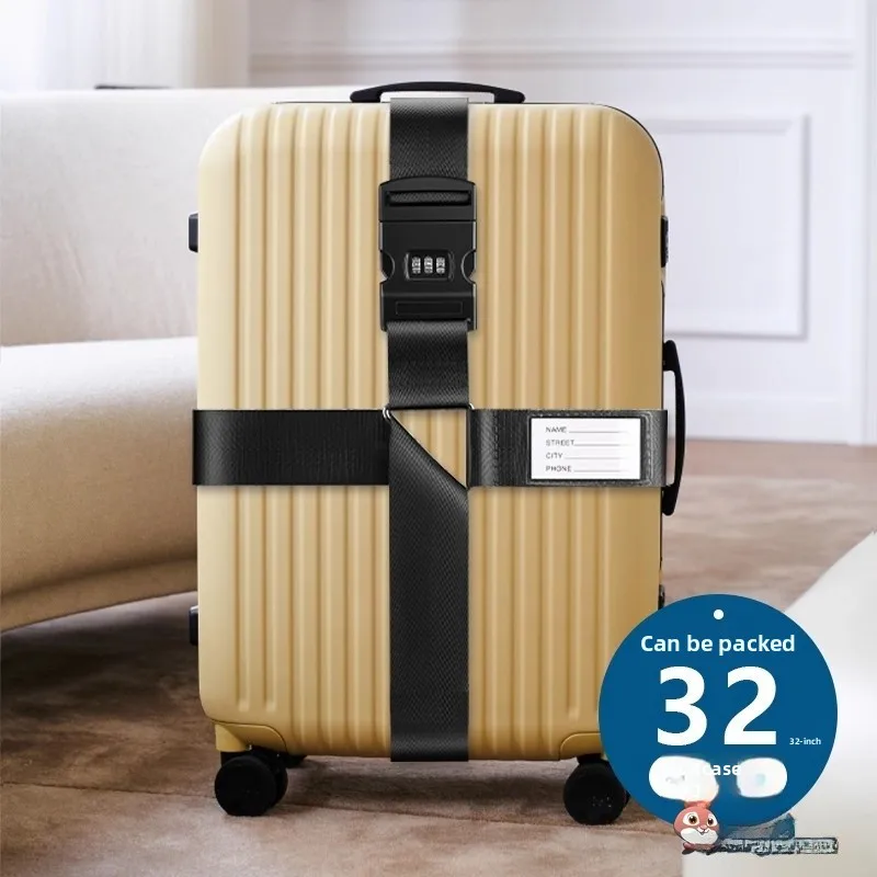 Travel Luggage Strap Cross Buckle Fixed Anti-Opening with Customs Password Lock Bag Packing Belt Check-In Baggage Strap