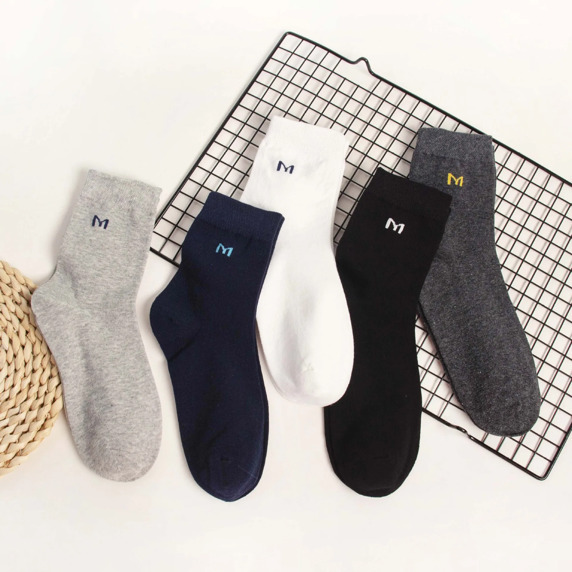 Japanese-style versatile mid-tube socks for all seasons, business socks, cotton socks, moisture-wicking and antibacterial socks