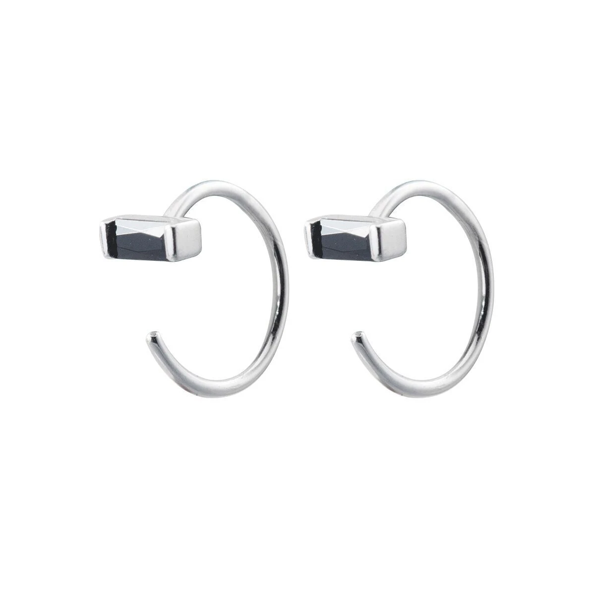 Modian Rectangle Obsidian Fashion Silver Hoop Earrings Exquisite Charm 100% 925 Sterling Silver Party Ear For Women Fine Silver