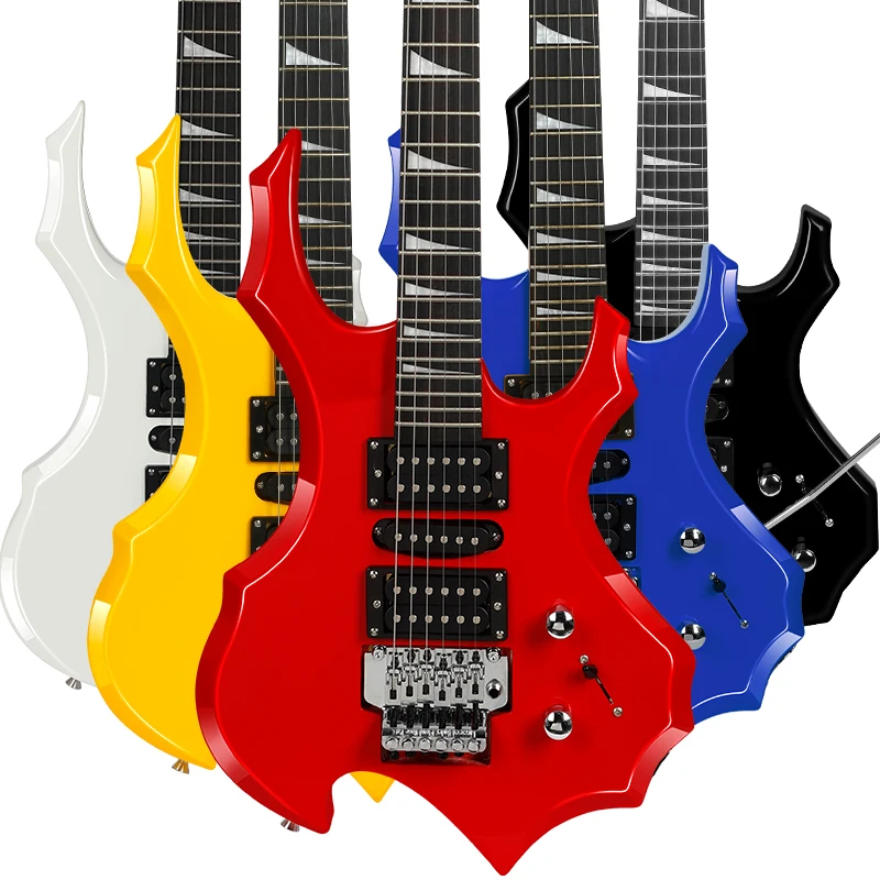 Flame Shape Basswood Body 24 Frets Stringed Instruments Electric Guitar