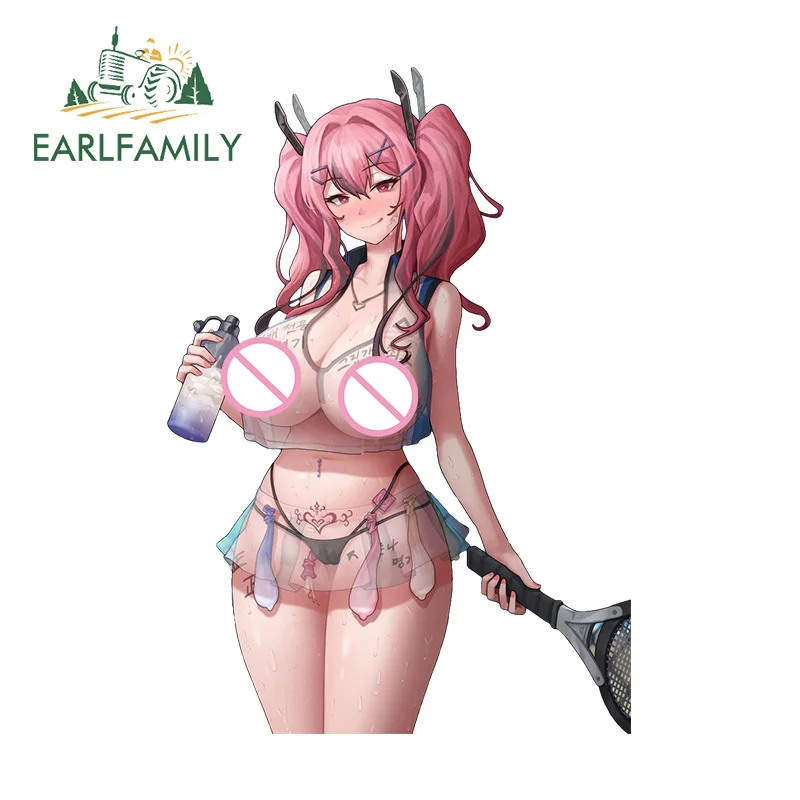 

EARLFAMILY 13cm x 9.1cm Original Tattoo Girl Decals Tennis Racket NSFW Decoration Waterproof Motorcycle Waifu Car Stickers