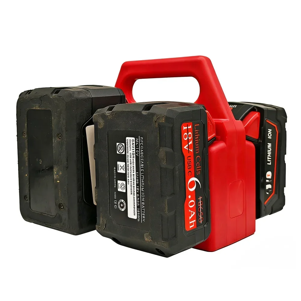 4 Slot Battery Carrying Rack for 18V Li-ion Batteries Models For 48-11-1815 For 48-11-1828 For 48-11-1850 For 48-11-1860 ABS Red