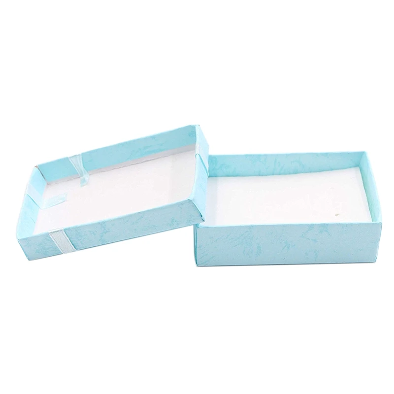 Cajas de Regalo de papel para joyería, 32 piezas, anillos, pulsera, azul cielo