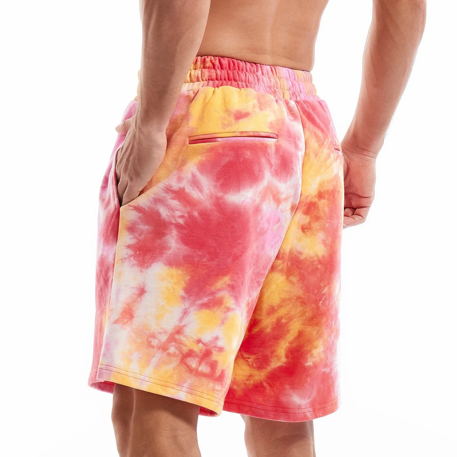 Summer Mens Tie Dye Beach Shorts Sports Cycling Gym Sweatshorts Man Jogger Fitness Running Streetwear Loose Cotton Home Shorts
