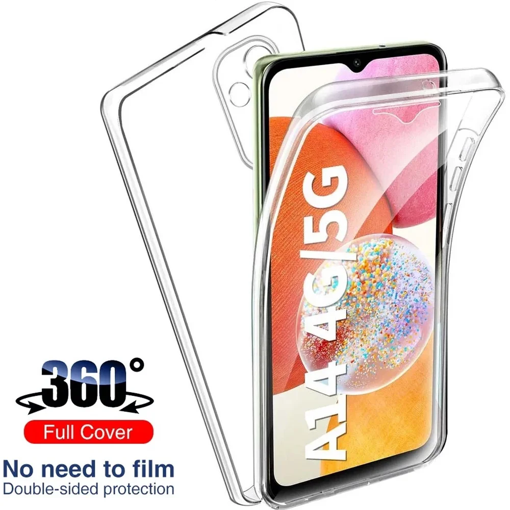 360° Full Cover Silicone Case For Samsung Galaxy A14 A54 A24 A34 A33 A13 A52 A53 A51 S23 S22 S21Ultra Clear Hybrid PC Hard Coque