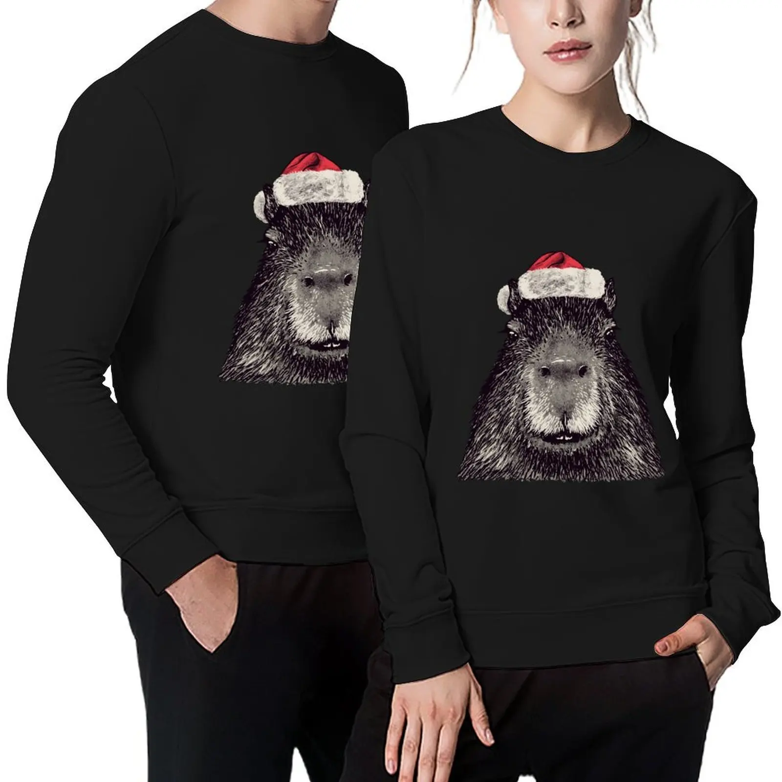 

Capybara Christmas Christmas Capy His Name is Gort Portrait Pullover mens clothing tracksuits aesthetic clothing new sweatshirts