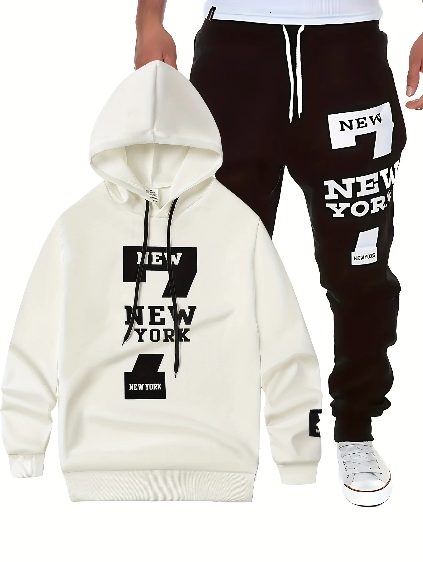 

2025-26 Autumn/Winter New Y2K Sports Set Hoodie NEW YOR Men's Fashion Oversized Comfortable Daily Street Two Piece Set